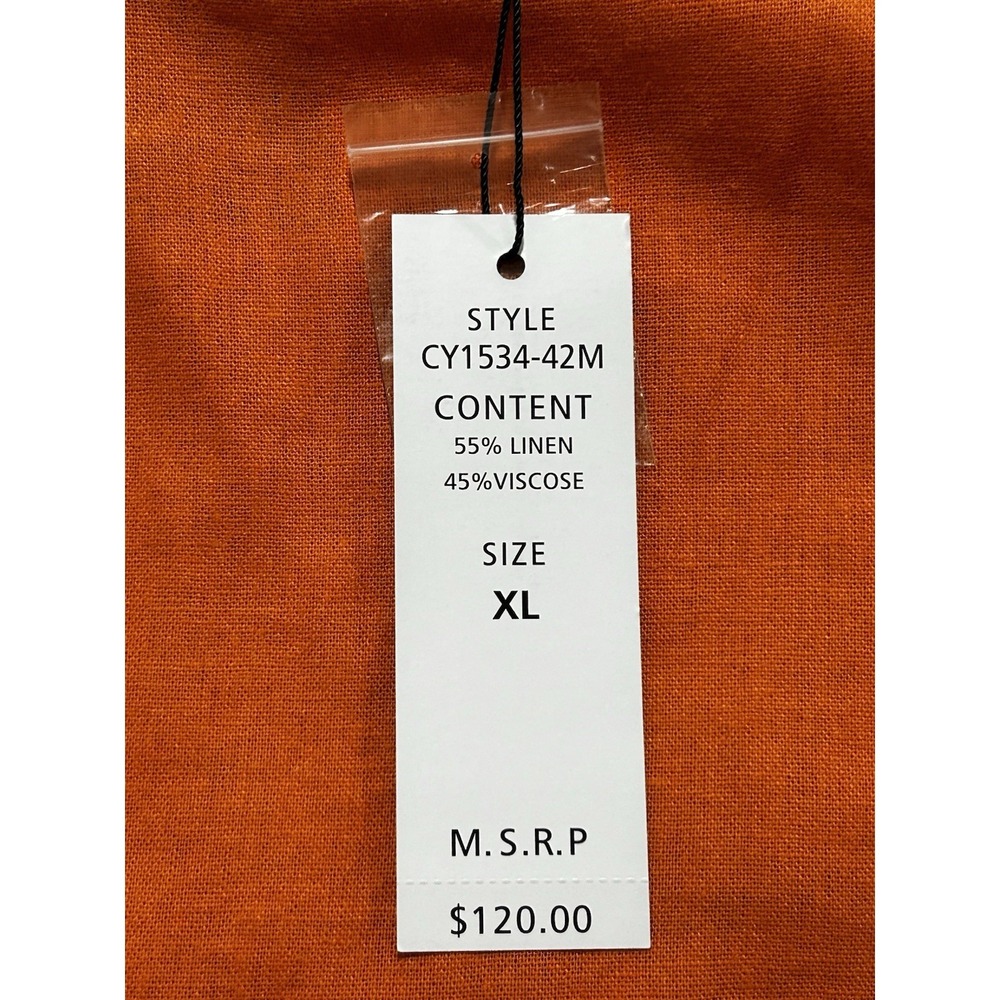 NEW For Cynthia Women's XL Sleeveless Dress w/ Pockets Orange Linen Blend Dress - Picture 10 of 13